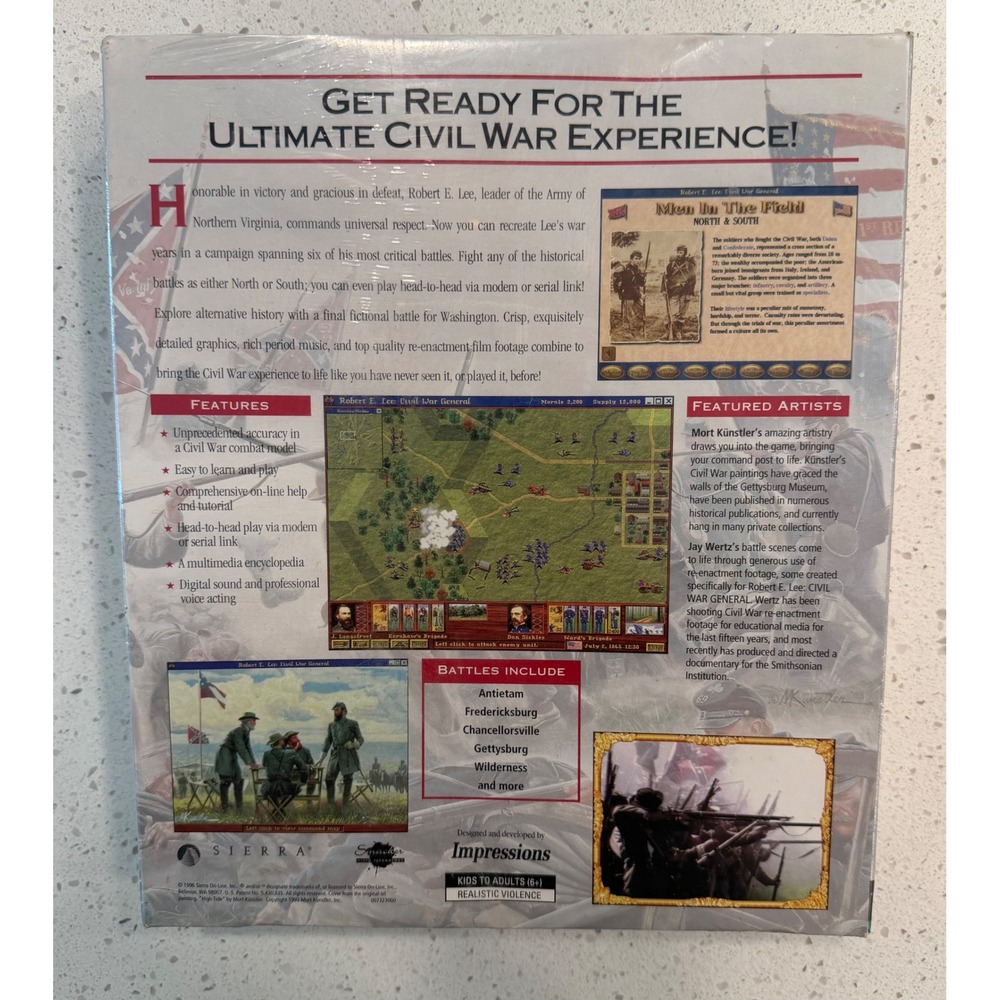 Sierra Civil War‎ General PC Game Win 95 3.1 New Vintage Strategy Retro Big Box - Picture 4 of 9
